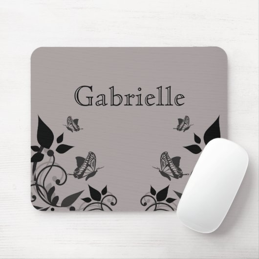 Ebony Butterfly Floral Mousepad Muismat (Met muis)