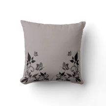 Ebony Butterfly Floral Pillow
