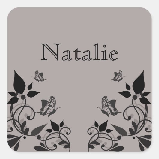 Ebony Butterfly Floral Stickers (Voorkant)