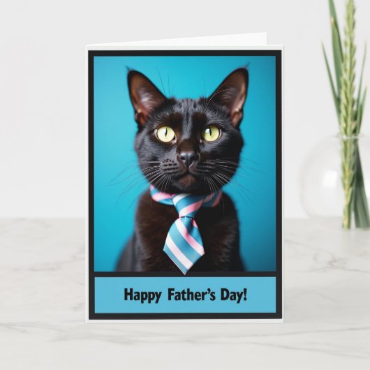 Ebony Cat Mooi Vaderdag Kaart (Voorkant)