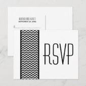 Ebony Chevron Border RSVP Briefkaart (Voorkant / Achterkant)