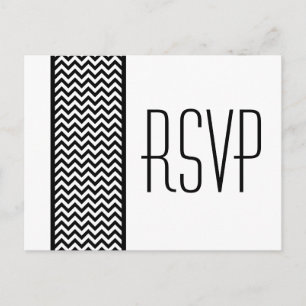Ebony Chevron Border RSVP Briefkaart