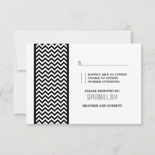 Ebony Chevron Border RSVP Card Kaartje (Voorkant)