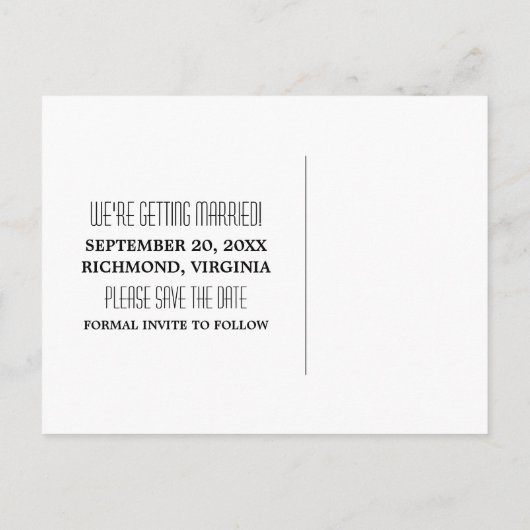 Ebony Chevron Border Save the Date Briefkaart (Achterkant)