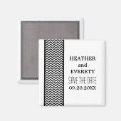Ebony Chevron Border Save the Date Magnet (Voorkant / Achterkant)