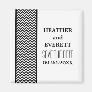 Ebony Chevron Border Save the Date Magnet