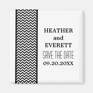 Ebony Chevron Border Save the Date Magnet