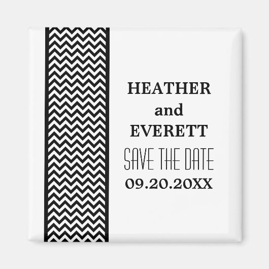 Ebony Chevron Border Save the Date Magnet (Voorkant)