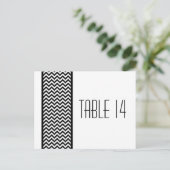 Ebony Chevron Border Table Number Briefkaart (Staand voorkant)