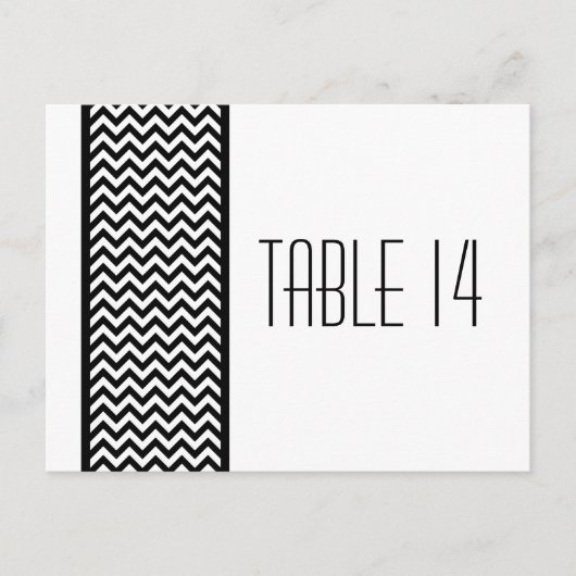 Ebony Chevron Border Table Number Briefkaart (Voorkant)