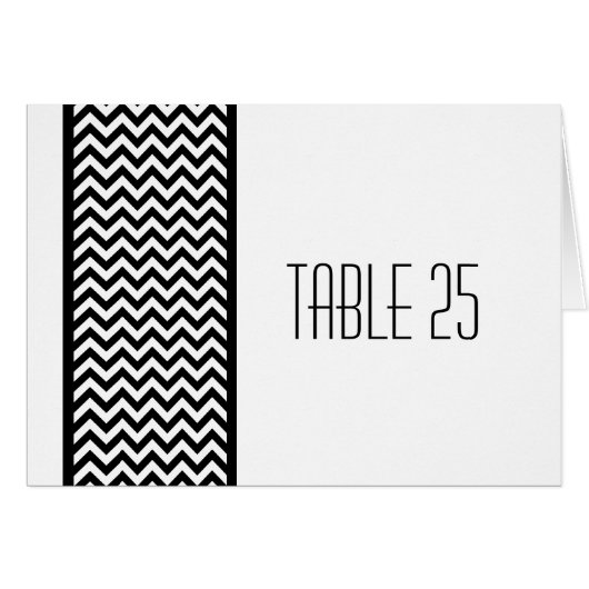 Ebony Chevron Border Table Number Kaart (Voorkant Horizontaal)