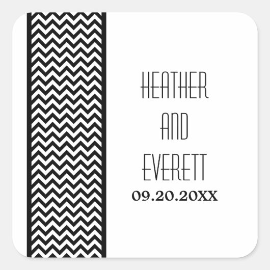 Ebony Chevron Border Wedding Stickers (Voorkant)