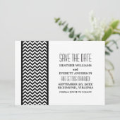 Ebony Chevron Rand Save the Date Uitnodiging (Staand voorkant)