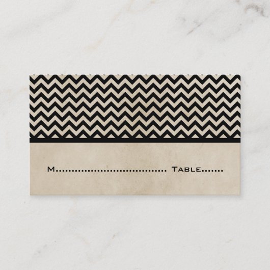Ebony Chic Chevron Place Cards Plaatskaartje (Voorkant)