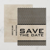 Ebony Chic Chevron Save the Date Briefkaart (Voorkant / Achterkant)
