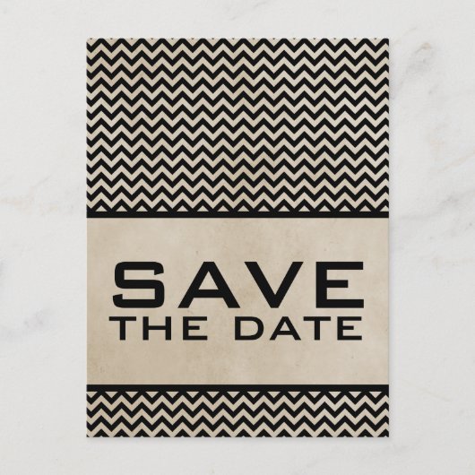 Ebony Chic Chevron Save the Date Briefkaart (Voorkant)