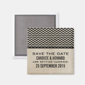 Ebony Chic Chevron Save the Date Magnet (Voorkant / Achterkant)