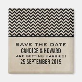 Ebony Chic Chevron Save the Date Magnet (Voorkant)