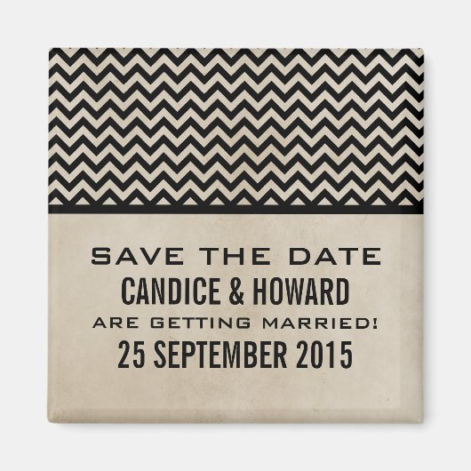 Ebony Chic Chevron Save the Date Magnet (Voorkant)