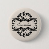 Ebony Chic Damask Button (Voorkant)