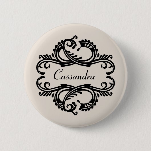 Ebony Chic Damask Button (Voorkant)