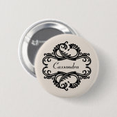 Ebony Chic Damask Button (Voorkant /achterkant)