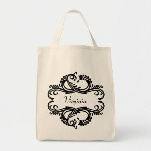 Ebony Chic Damask Canvas tas
