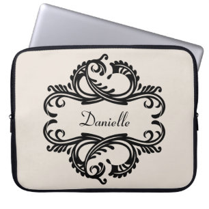 Ebony Chic Damask-laptophoes Laptop Sleeve