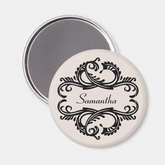 Ebony Chic Damask Magnet (Voorkant / Achterkant)