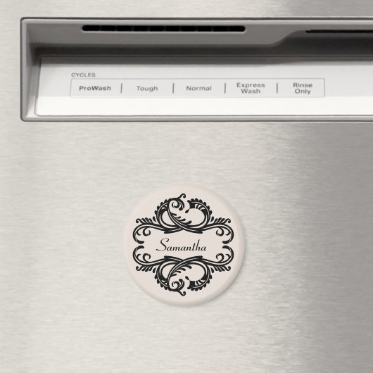 Ebony Chic Damask Magnet (Insitu (Vaatwasser))