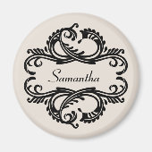 Ebony Chic Damask Magnet (Voorkant)