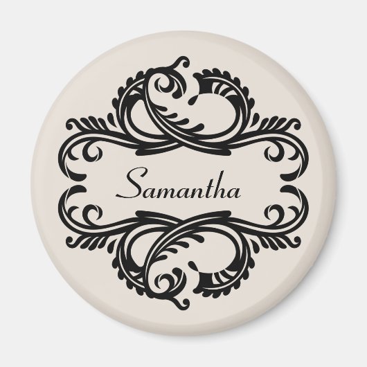 Ebony Chic Damask Magnet (Voorkant)