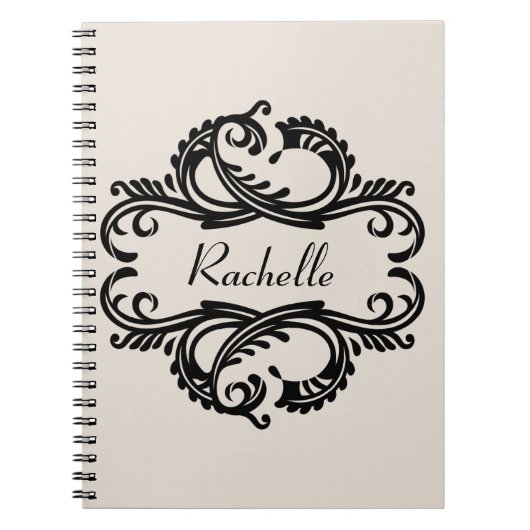 Ebony Chic Damask Notitieboek (Voorkant)