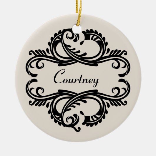 Ebony Chic Damask Ornament (Voorkant)
