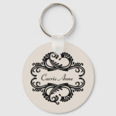 Ebony Chic Damask Sleutelhanger (Voorkant)