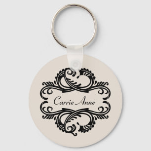 Ebony Chic Damask Sleutelhanger