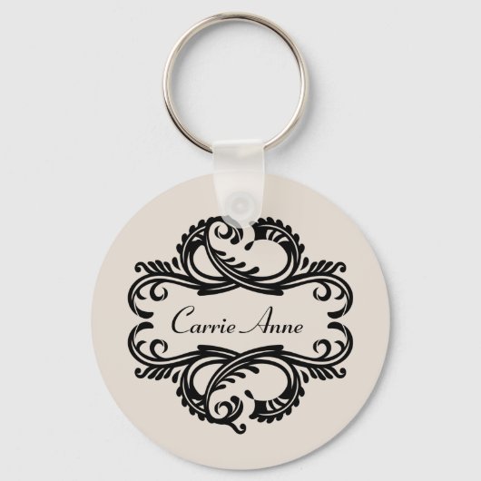 Ebony Chic Damask Sleutelhanger (Voorkant)