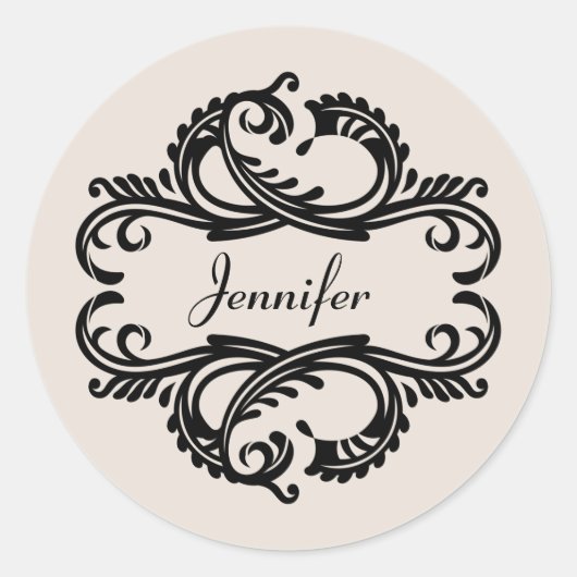 Ebony Chic Damask Stickers (Voorkant)