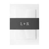 Ebony | Chic Minimal Monogram Trouwen Uitnodigingen Wikkel (Voorkant Voorbeeld)