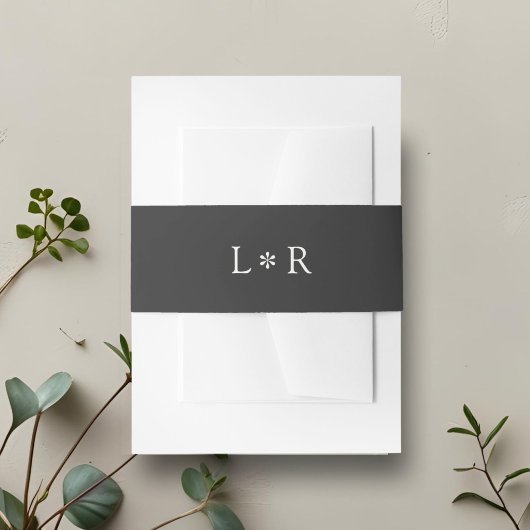 Ebony | Chic Minimal Monogram Trouwen Uitnodigingen Wikkel