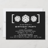 Ebony D20 Dice Gamer Birthday Party Invite Kaart (Voorkant)