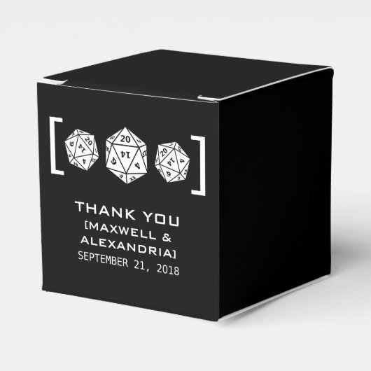 Ebony D20 Dice Gamer Favor Boxes Bedankdoosjes (Voorkant Zijde)