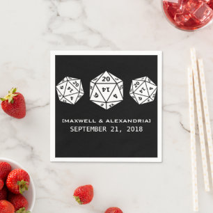 Ebony D20 Dice Gamer Wedding Paper Napkins Servetten
