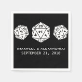 Ebony D20 Dice Gamer Wedding Paper Napkins Servetten (Voorkant)