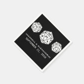 Ebony D20 Dice Gamer Wedding Paper Napkins Servetten (Hoek)