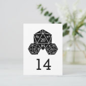 Ebony D20 Dice Table Number Briefkaart (Staand voorkant)
