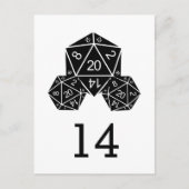 Ebony D20 Dice Table Number Briefkaart (Voorkant)