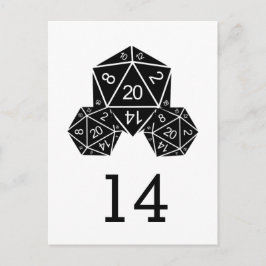 Ebony D20 Dice Table Number Briefkaart