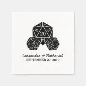 Ebony D20 Dice Wedding Paper Napkins Servetten (Voorkant)