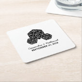 Ebony D20 Dice Wedding Paper-Onderzetters Kartonnen Onderzetters (Schuin)